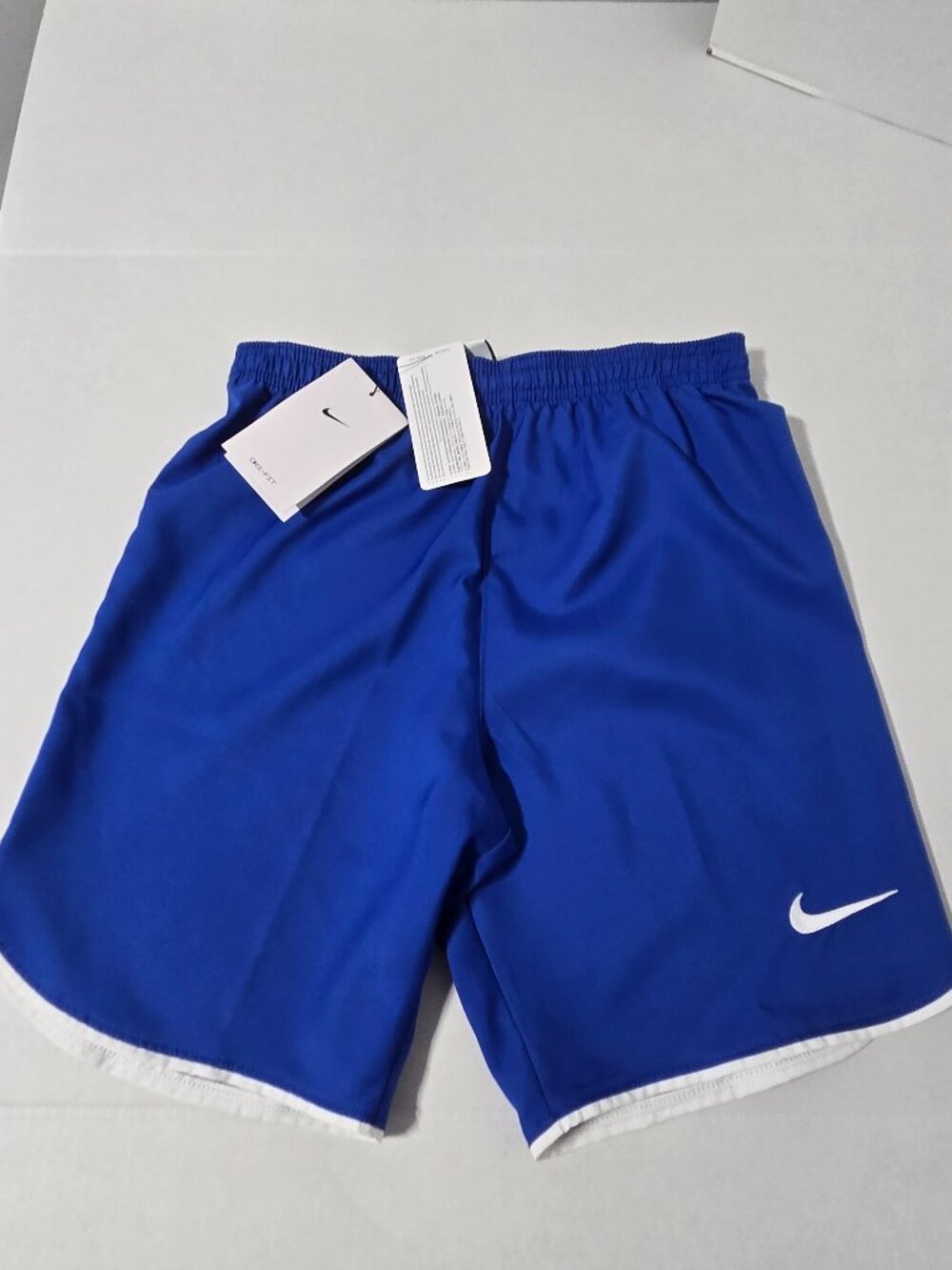 Nike Dri-FIT Youth Soccer Shorts Blue White Trim NWT Size Medium (M) Slim Fit